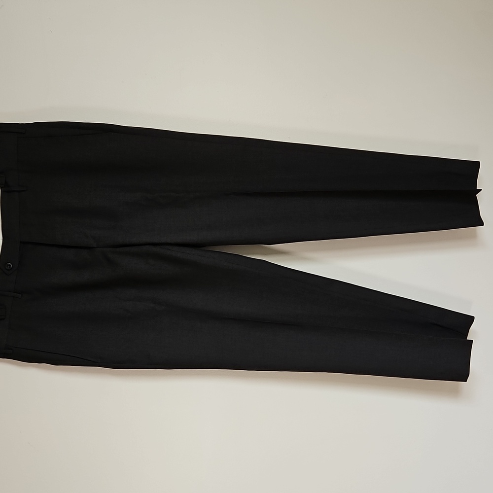 Zanella Mens Parker Wool Dress Pant Charcoal White Micro Dot Italy 36 Career